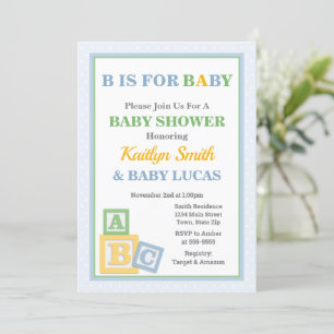 NEUTRALTEN Babykläder för ABC Baby Shower Inbjudningar