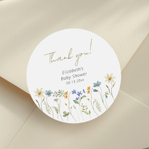 Neutralten Bebisdusch för Wildblommor-Blommigten Runt Klistermärke