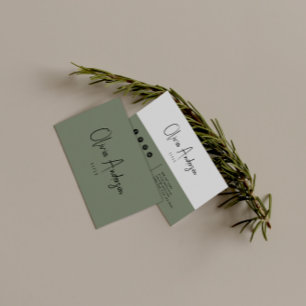 Neutralten Boho Chic Modern med minimal Grönt Visitkort
