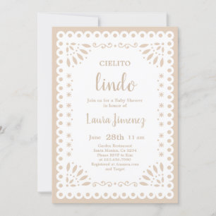 Neutralten Cielito Lindo Papel Picado Baby Shower Inbjudningar