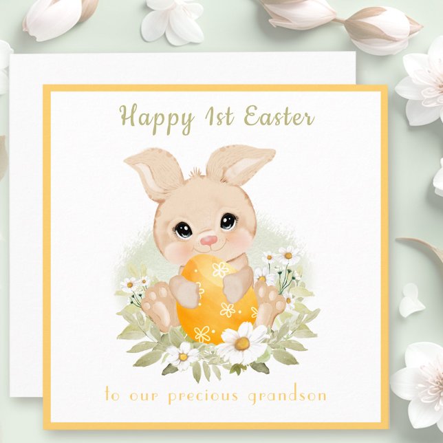 Neutralten Cute Gult Bunny första Påsk-kortet Kort (Cute Yellow Bunny Neutral First Easter Card)