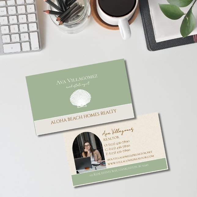 Neutralten för kustnära sjögränssnitt Logotyp Real Visitkort (Elegant and professional agent business card that makes a great first impression!)