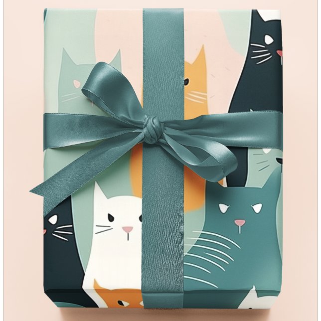 Neutralten Pastel Mönster för uppspelning av katte Presentpapper (Skapare uppladdad)