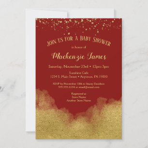 Neutralten Red Guld Confetti Baby Shower Inbjudningar