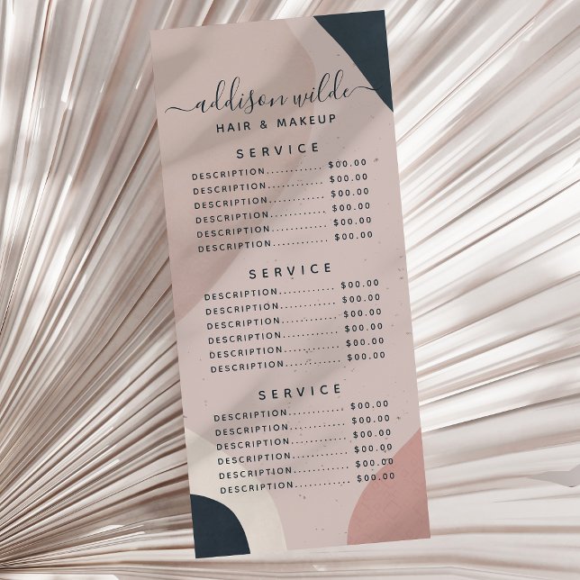 Neutralten rosa Navy Blue Modern Abstrakt Shapes Reklamkort (Skapare uppladdad)