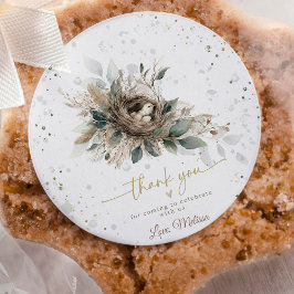 Neutralten Rustic Fores Baby Shower Runt Klistermärke