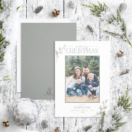 Neutralten Rustic Gräs Merry Family Photo Julkort