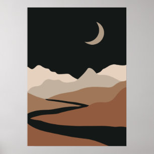 Neutraltens Abstrakt liggande, minimalistiskt berg Poster