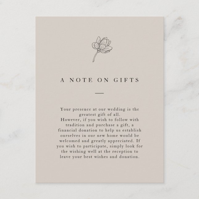 Neutralter med minimalistisk Blommigt ger Wishing  Tilläggskort (Framsida)