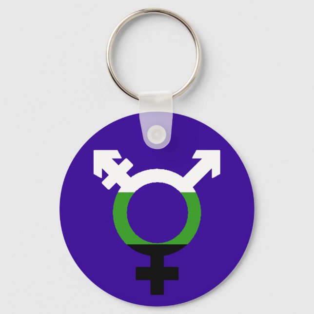 Neutrois Flagga Trans Symbol Nyckelring (Framsida)