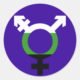 Neutrois Flagga Trans Symbol Runt Klistermärke