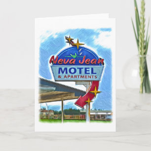 Neva Jean Motel Retro Neon-signaturkort Tack Kort