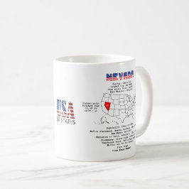 Nevada American State på karta och användbar infor Kaffemugg