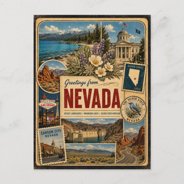 Nevada Autentisk Vintagestil Vykort (Framsida)