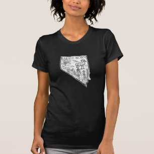 Nevada Battleborn State Shape Symbols Fish Bighorn T Shirt