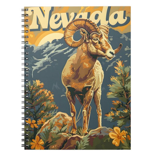 Nevada Bighorn Sheep Vintage Anteckningsbok (Framsidan)