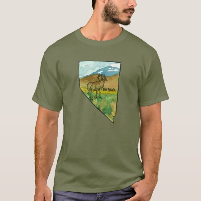 Nevada Bighorn Wildlife Desert Mountains T Shirt (Framsida)