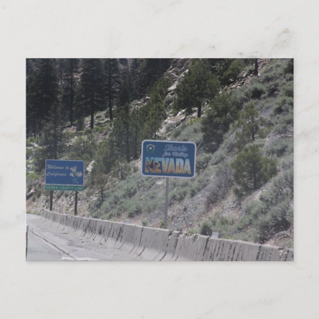 Nevada - California Gräns vykort (Framsida)