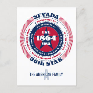 Nevada, Carson City, NV, Patriotic, Monogram Vykort