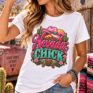 Nevada Chick Retro Western Cowgirl Öken Design T Shirt