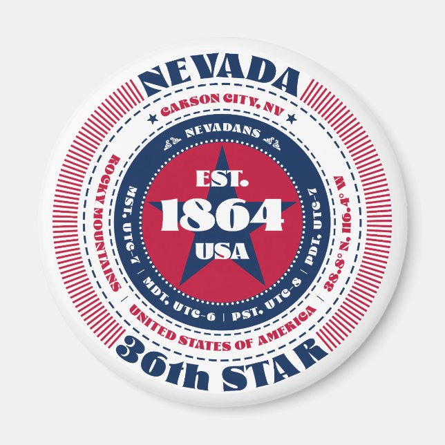 Nevada Circle Typography Souvenir Magnet (Framsidan)