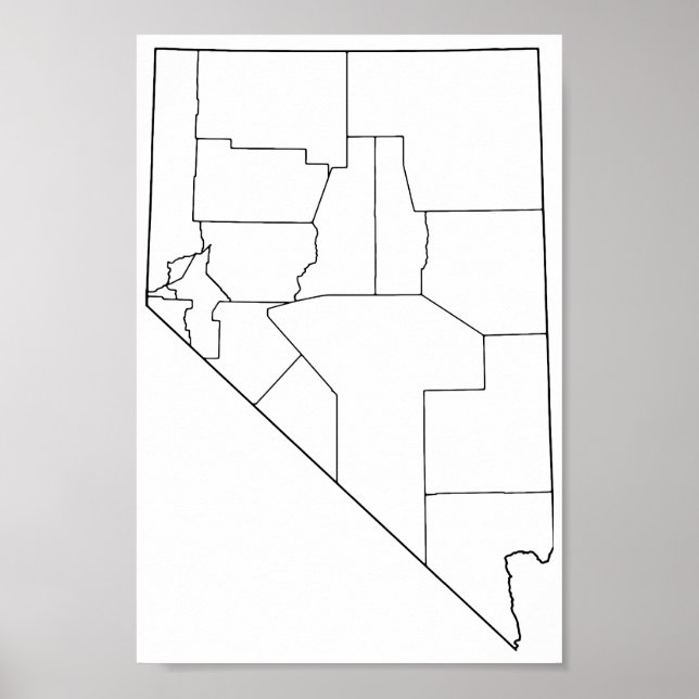 Nevada Countys Blank Outline Karta Poster (Framsidan)