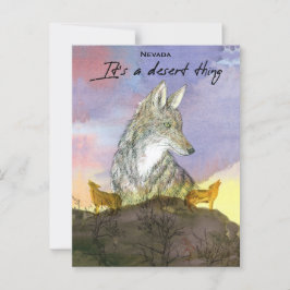 Nevada Coyote Det är en Desert Sak Sunset Vykort