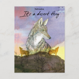 Nevada Coyote Det är en Desert Sak Sunset Vykort