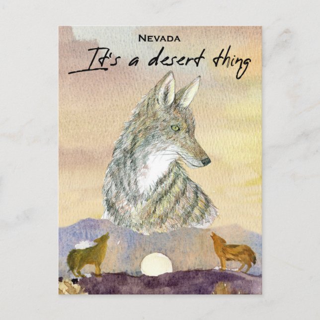 Nevada Coyote It's A Desert Thing Sunrise Vykort (Framsida)