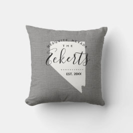 Nevada Family Monogram State Dekorativ kudde