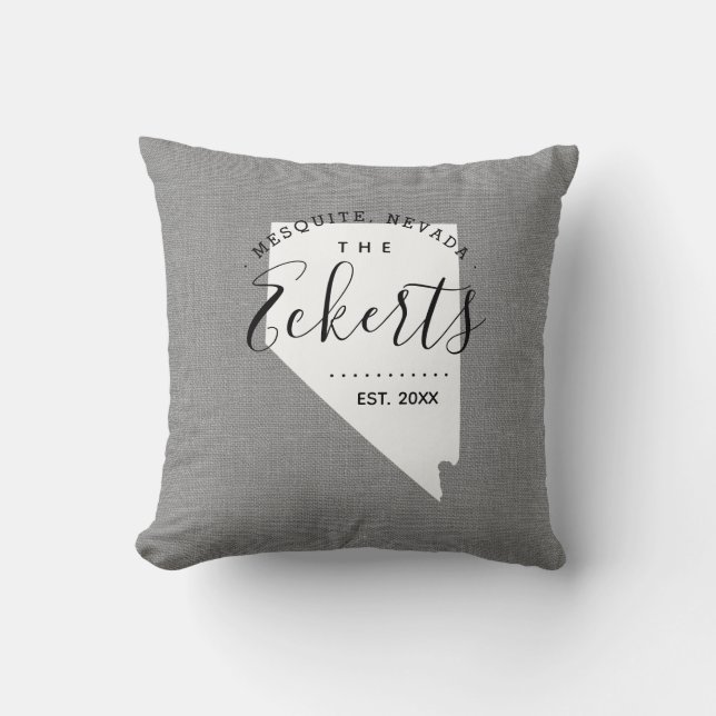 Nevada Family Monogram State Dekorativ kudde (Framsida)