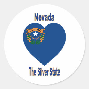 Nevada Flagga Heart Runt Klistermärke