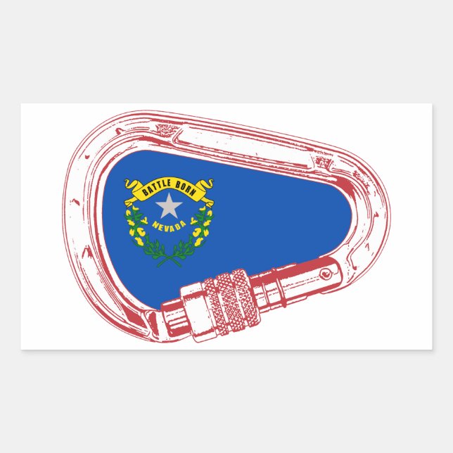 Nevada Flagga klätting Carabiner Rektangulärt Klistermärke (Framsida)