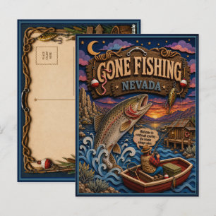 Nevada Gone Fishing Lahontan Cutthroat Öring Vykort