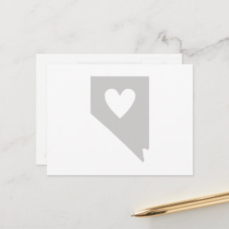 Nevada Grått State Karta Shape with Heart Cutout Vykort