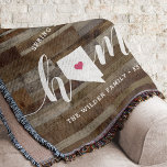 Nevada Home State Personlig Wood look Filt<br><div class="desc">Visa lite stolthet över hemmet med den här söta, rustiska träplattan som innehåller "hem" i vita kalligrafskript med en silhuett karta i delstaten Nevada som står i för "O" i brev. En rosa hjärtillustration inuti det statliga karta kompletterar designen. Du kan ändra hjärtans position till din hemstad genom att öppna...</div>