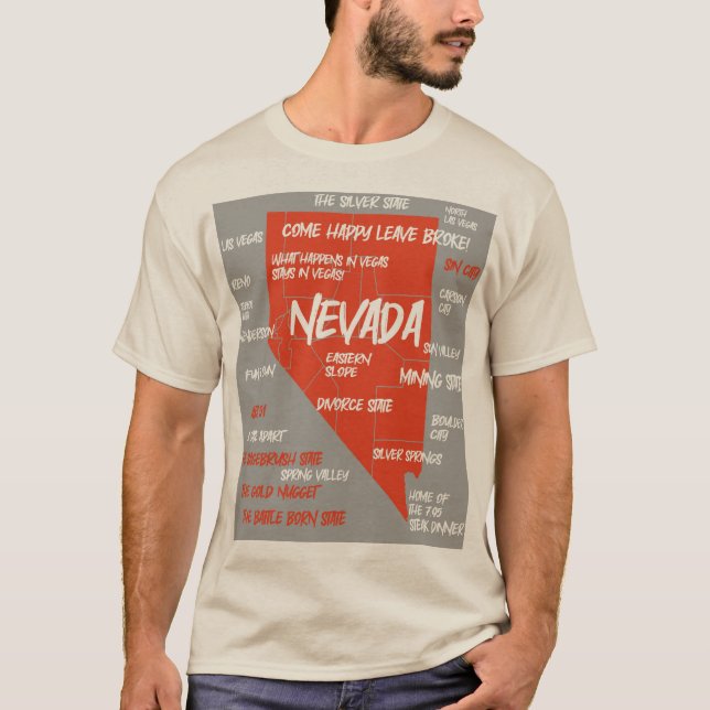 Nevada karta design T-Shirt (Framsida)