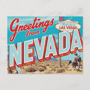 Nevada Las Vegas skylte Cowboy Vykort