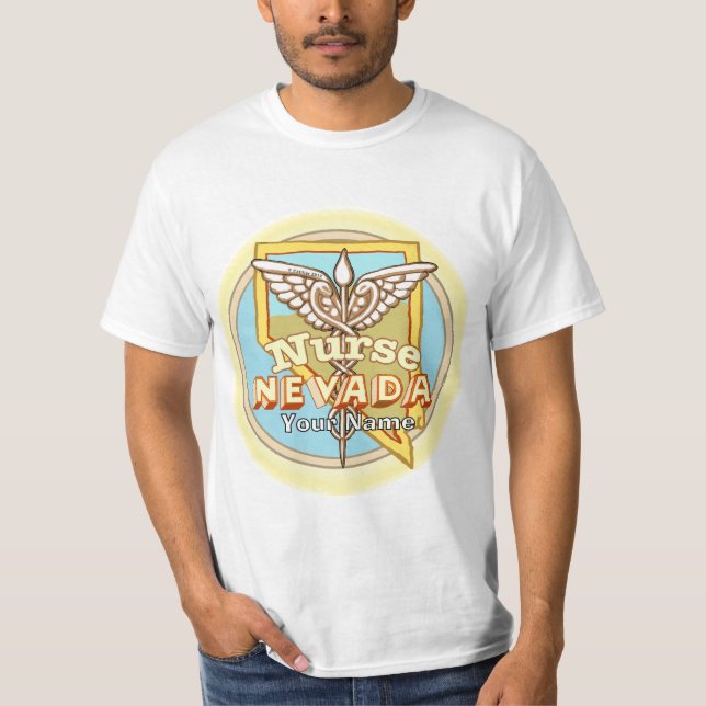 Nevada Nurse Caduceus  T Shirt (Framsida)