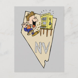 Nevada NV Statskarta & Spelare Jackpott Serieteckn Vykort