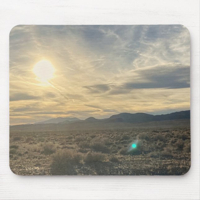 Nevada-öken Solnedgång – Gyllene himmel över horis Musmatta (Framsidan)