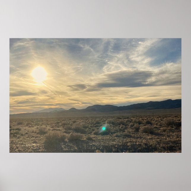 Nevada Öken Solnedgång – Gyllene Himmel Över Horis Poster (Framsidan)