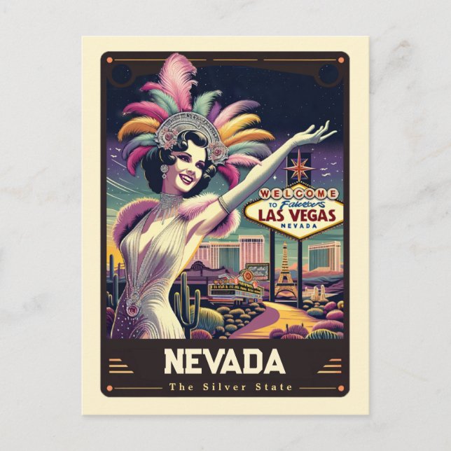 Nevada | Patriotisk anda vintage Vykort (Framsida)