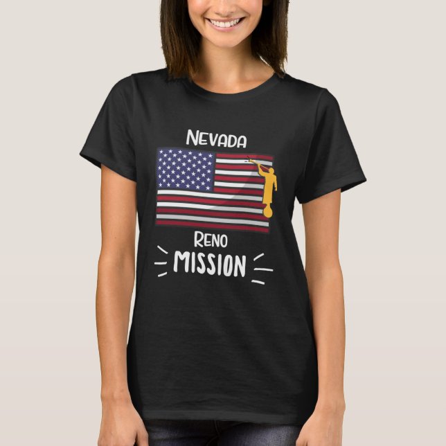 Nevada Reno Mormon LDS Mission Missionary T Shirt (Framsida)