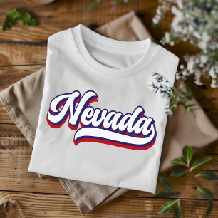 Nevada Röd Vit Och Blå Vintage Script T-Shirt