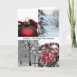 Nevada Season Greetings - Red Winter collage Helgkort