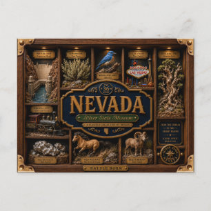 Nevada Shadow Box 3D Figurin Delstat Vykort