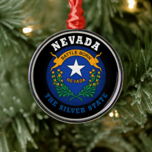 NEVADA SILVER STATLIG FLAGGA JULGRANSPRYDNAD METALL