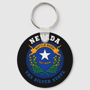 NEVADA SILVER STATLIG FLAGGA NYCKELRING