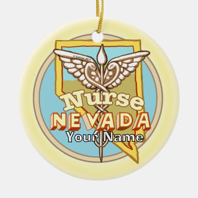 Nevada Sjuksköterska Caduceus Ornament  (Framsidan)